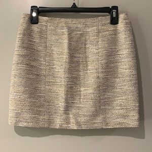 Theory Cream and Gold Woven Mini Skirt